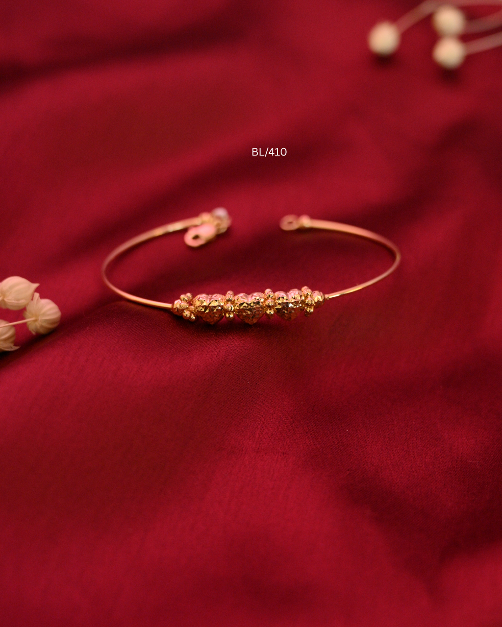 Diamond-Cut Heart Station Open Cuff Bangle | SKU: BL/410