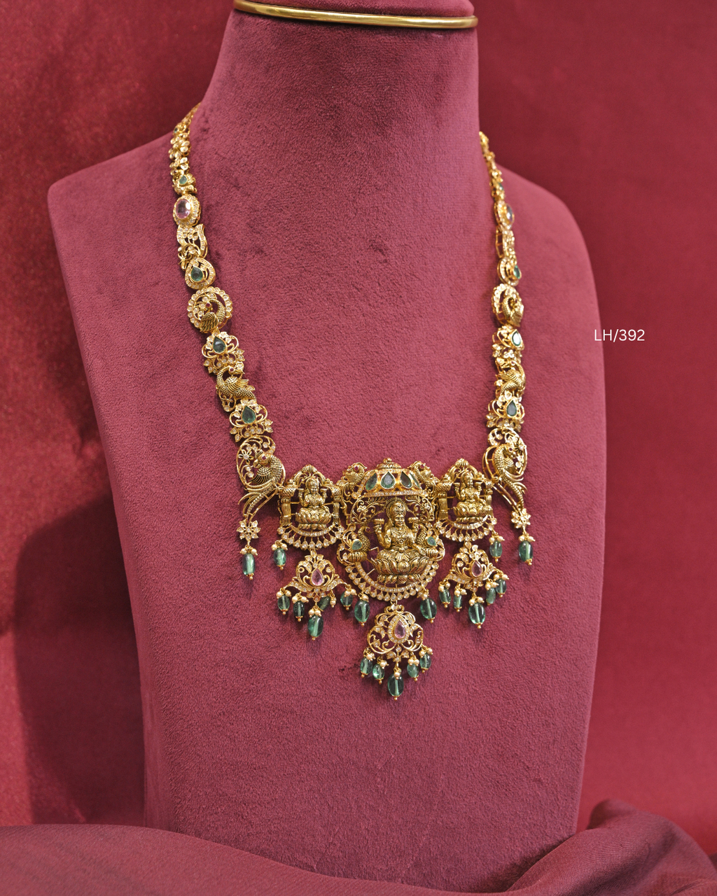 Antique Triple Lakshmi & Peacock Nakshi Temple Haram | SKU: LH/392