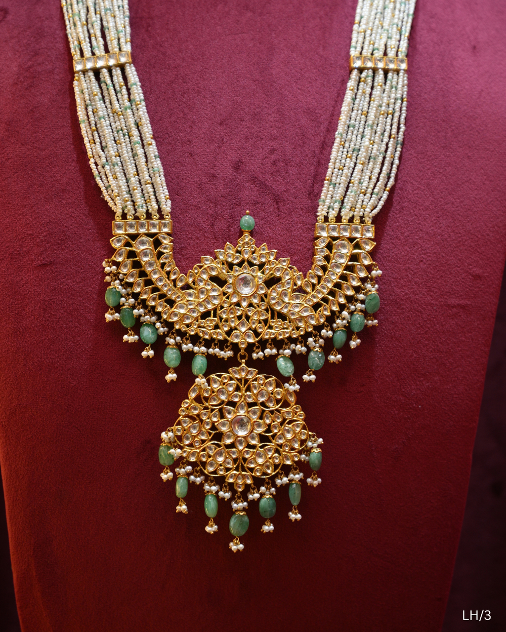Polki, Ruby, Emerald & Pearl Long Haram | SKU: LH/3
