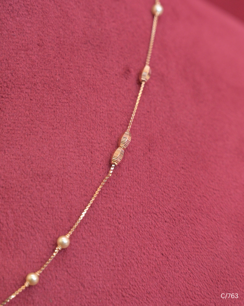 Delicate Station Chain Necklace with Spheres & Cylinders | SKU: C/763