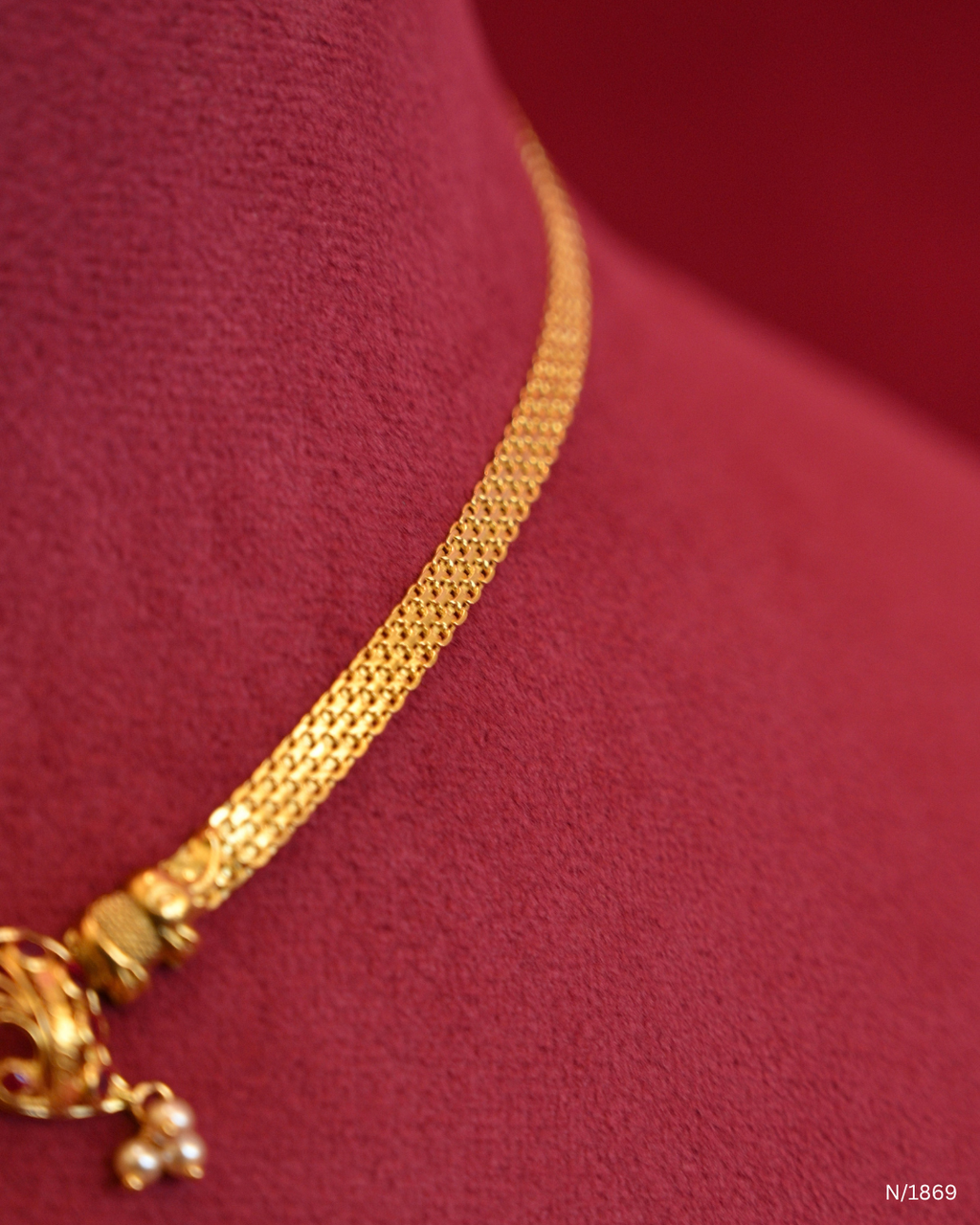 Lord Ganesha Openwork Temple Necklace with Ruby Accents & Seed Pearl Drops | SKU: N/1869
