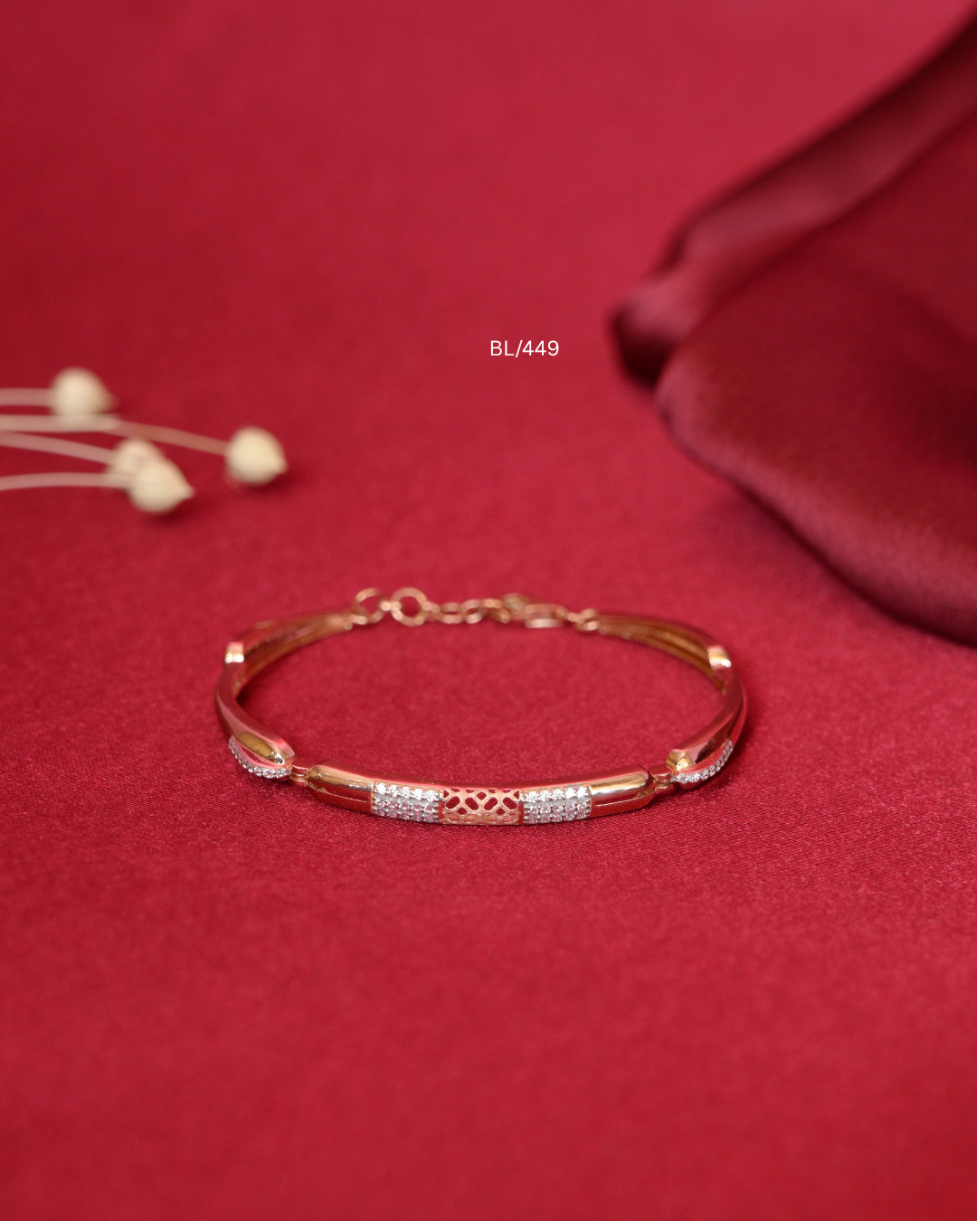 Gold Segmented Lattice & Pave CZ Station Bracelet | SKU: BL/449