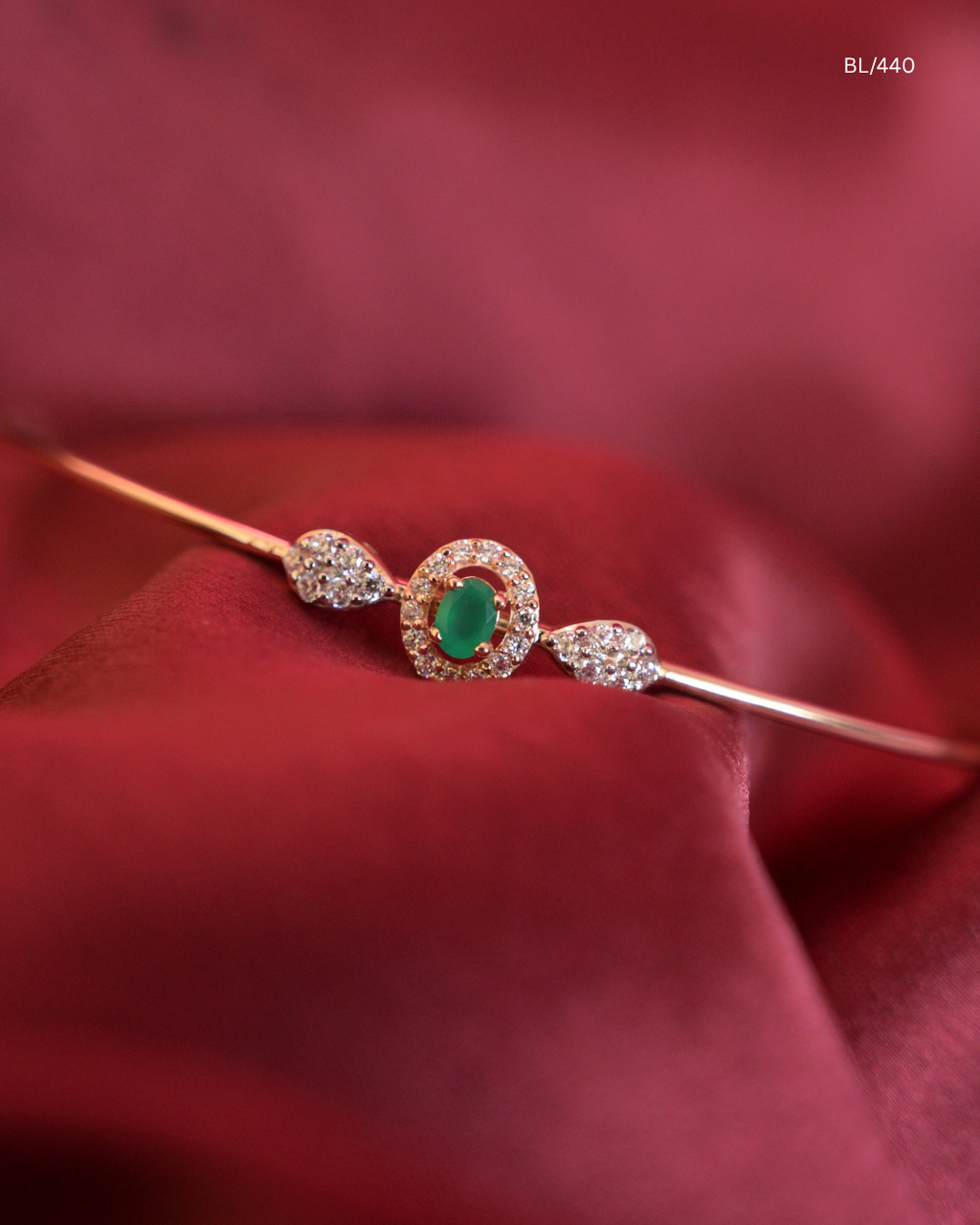 Oval Green Emerald & CZ Halo Centerpiece Bracelet | SKU: BL/440