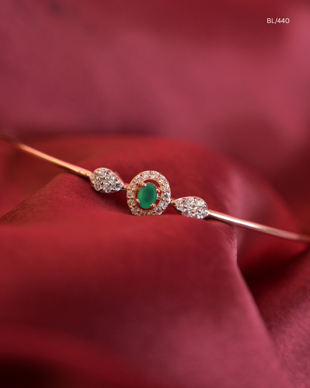 Oval Green Emerald & CZ Halo Centerpiece Bracelet | SKU: BL/440