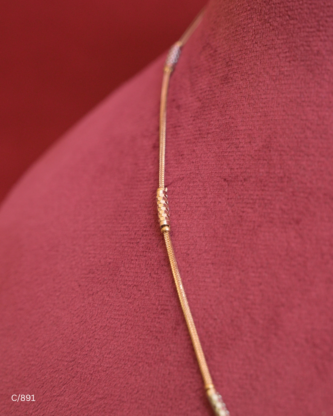 Two Tone Snake Chain Necklace with Cylindrical Stations | SKU: C/891