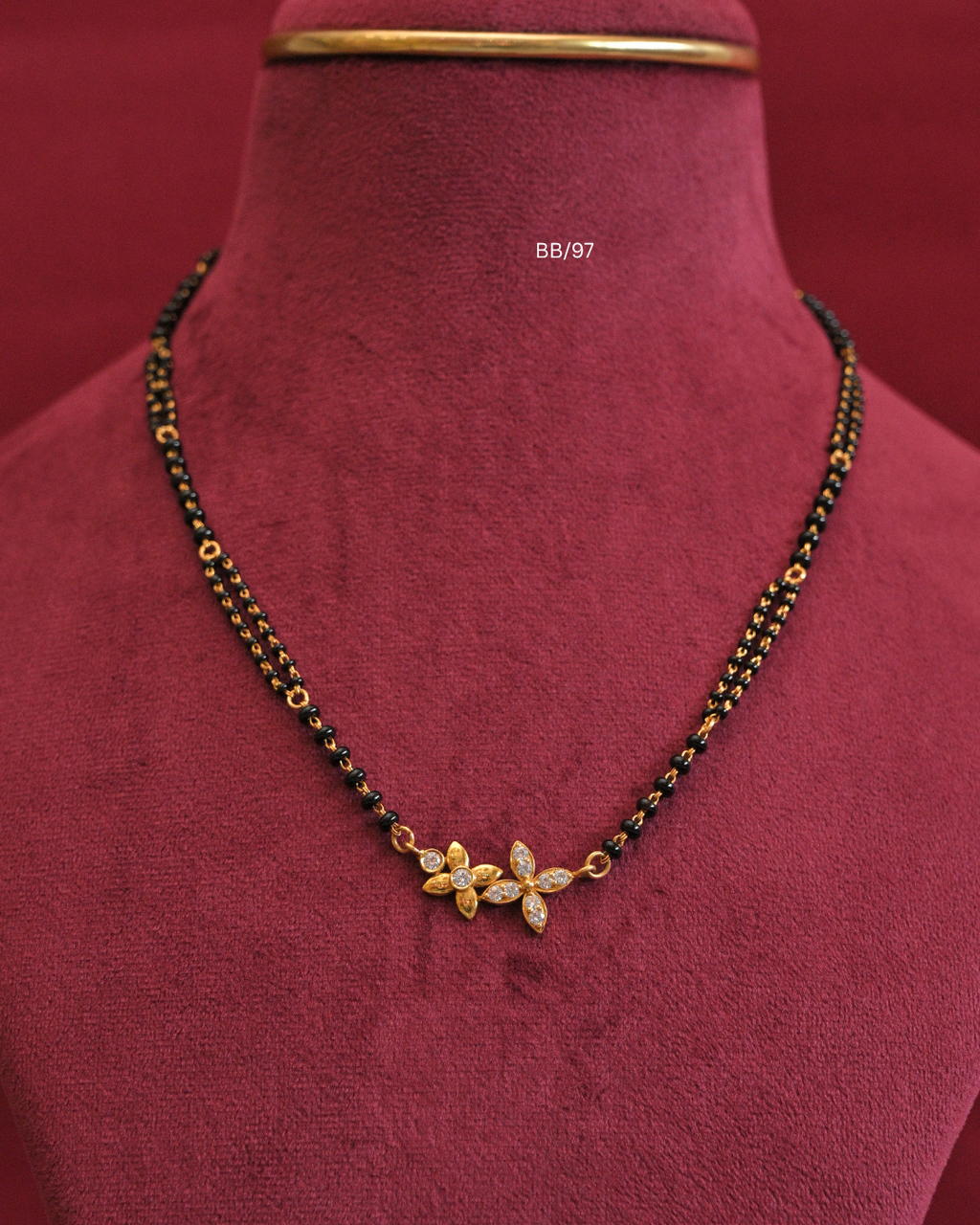 Asymmetric Twin CZ Floral Bloom Mangalsutra  | SKU: BB/97