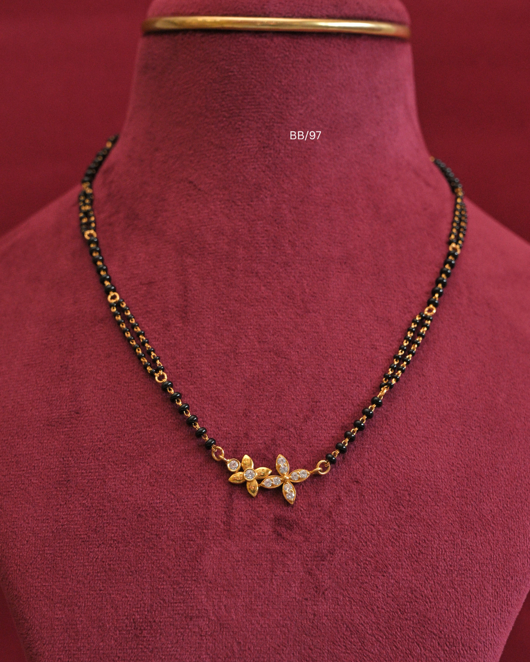 Asymmetric Twin CZ Floral Bloom Mangalsutra  | SKU: BB/97