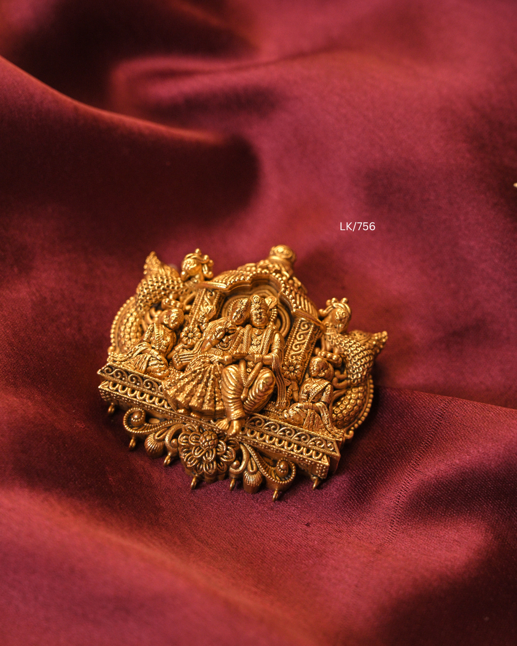Antique Gold Divine Ram Parivar Nakshi Temple Pendant | SKU: LK/756