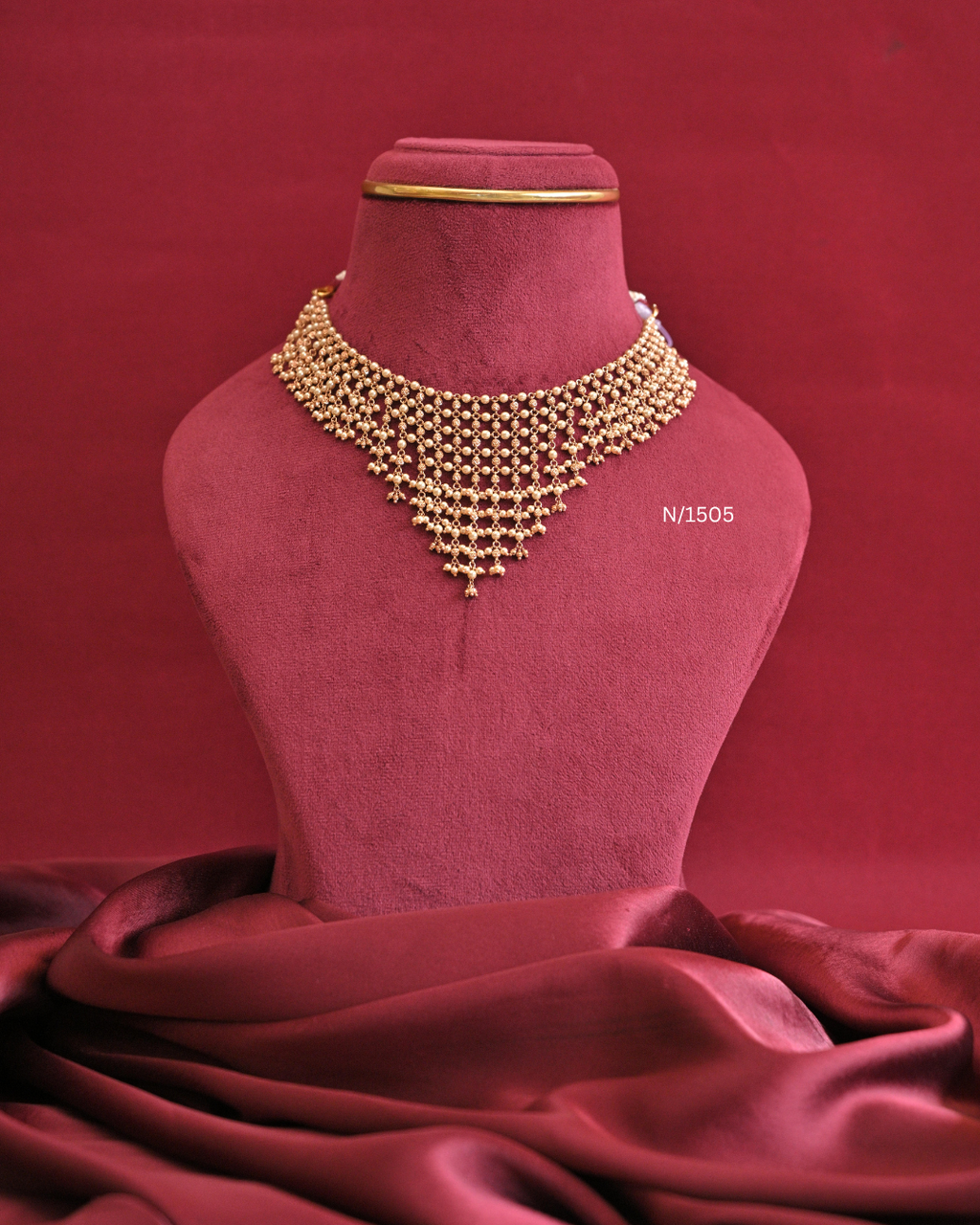 Pearl (Moti) Mesh Lattice Broad Necklace |SKU: N/1505