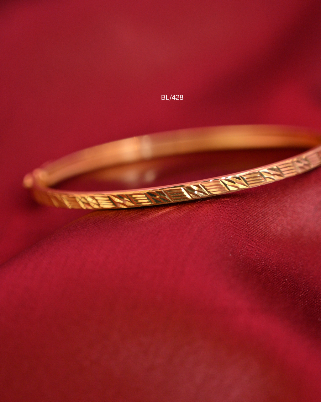 Gold Sleek Diamond-Cut Geometric Faceted Bangle  SKU: BL/428