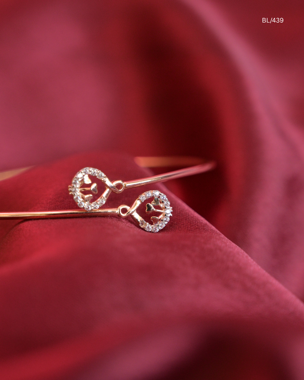 Dual Teardrop Butterfly & Round CZ Bypass Cuff Bracelet | SKU: BL/439