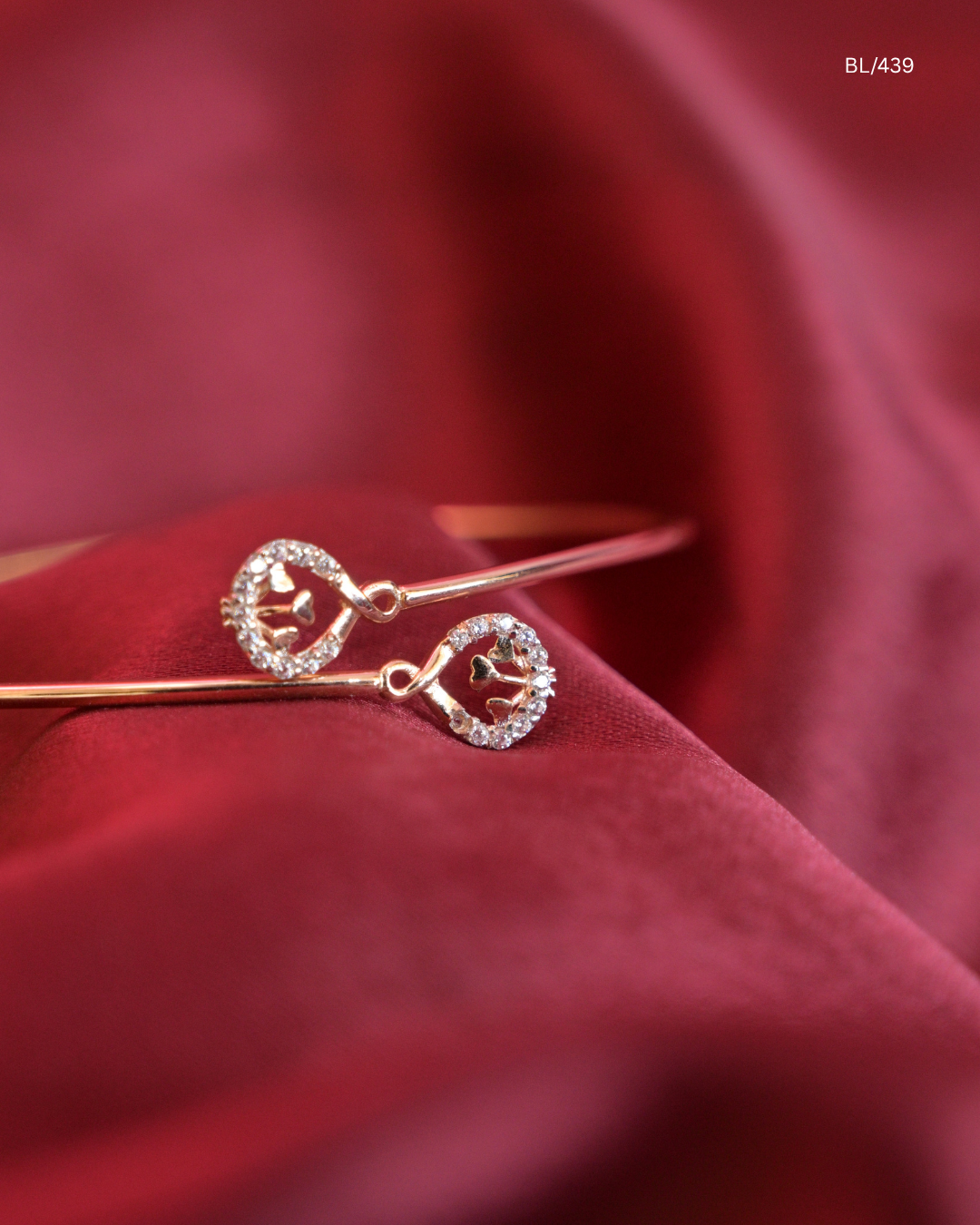 Dual Teardrop Butterfly & Round CZ Bypass Cuff Bracelet | SKU: BL/439