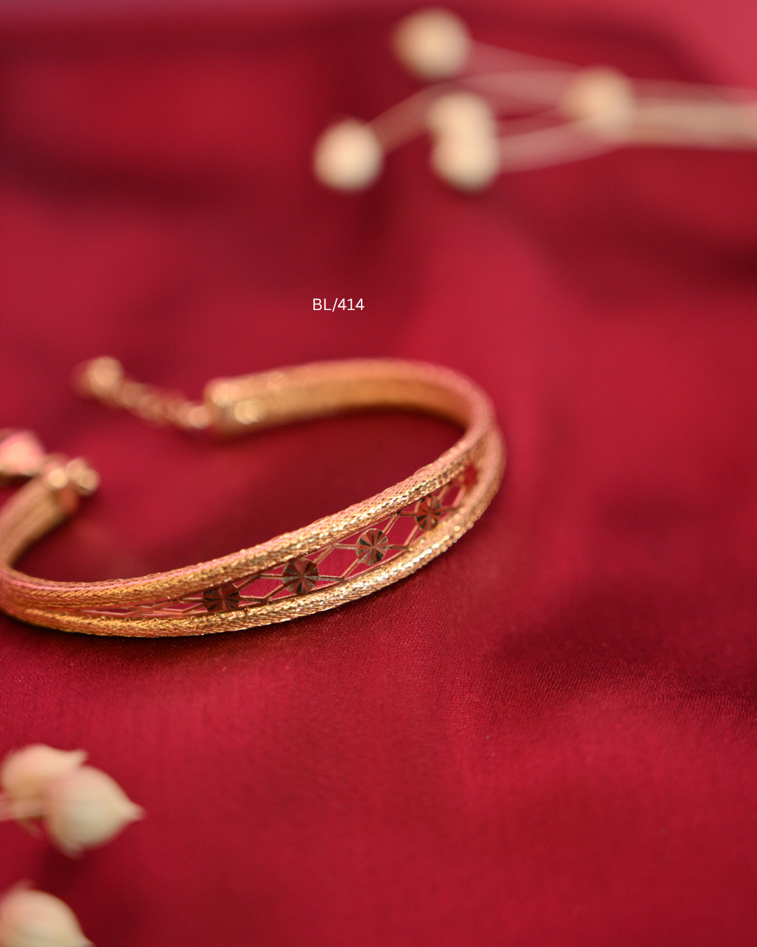 Openwork Filigree Lattice & Starburst Open Cuff Bangle | SKU: BL/414