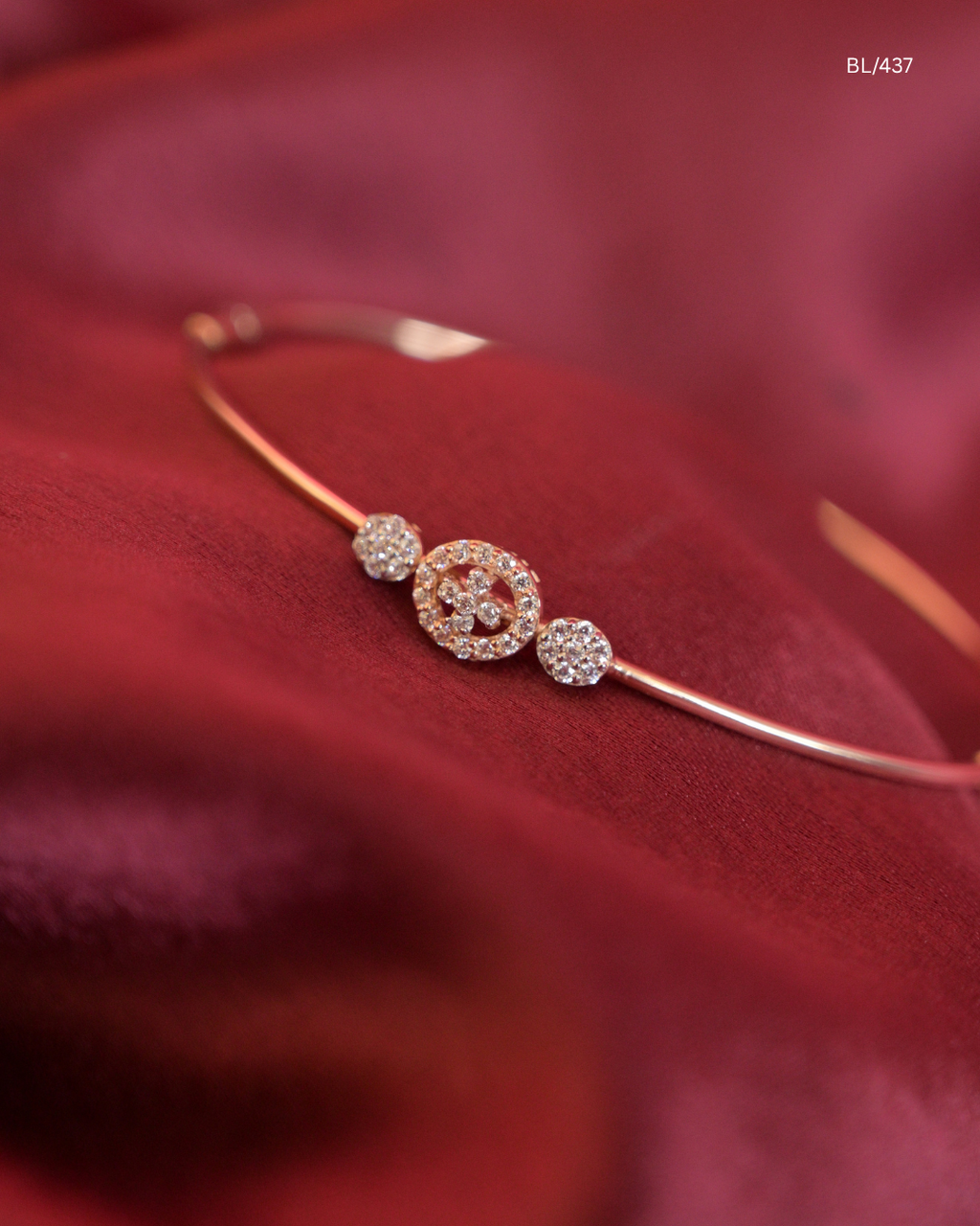 Floral Cluster & CZ Circular Medallion Bracelet | SKU: BL/437
