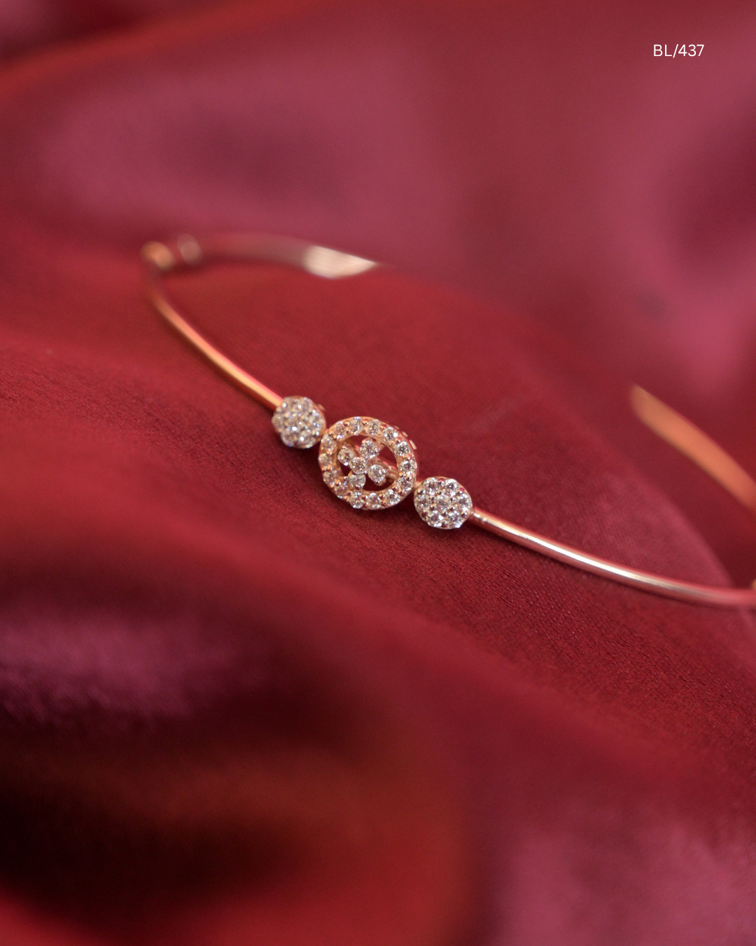 Floral Cluster & CZ Circular Medallion Bracelet | SKU: BL/437