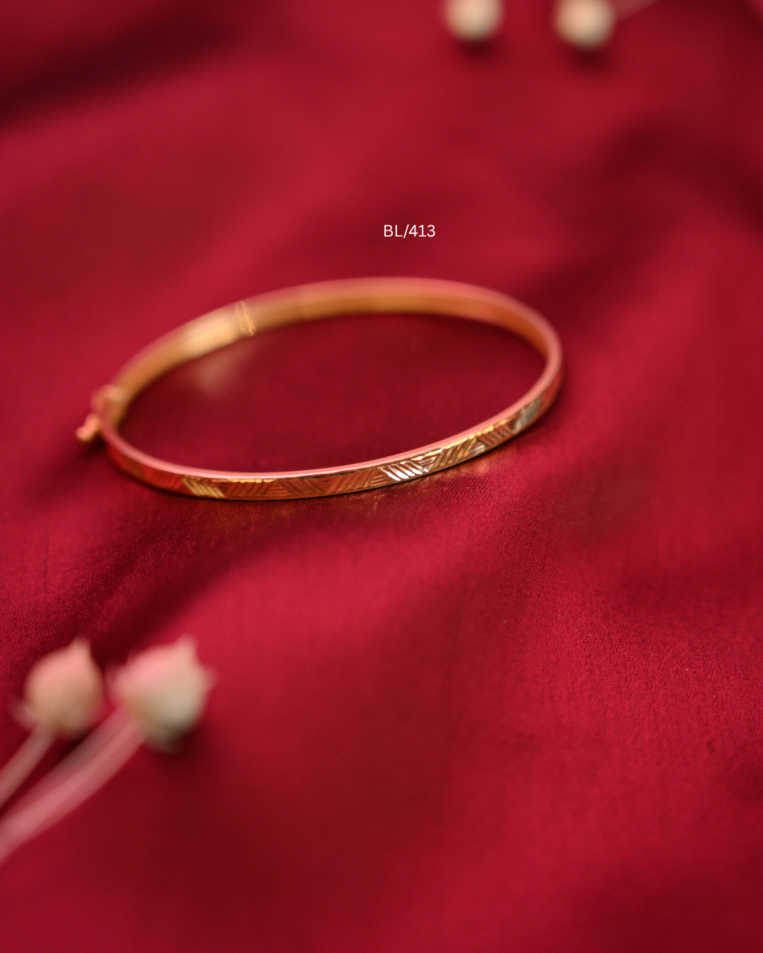 Geometric Laser-Engraved Slim Oval Bangle | SKU: BL/413