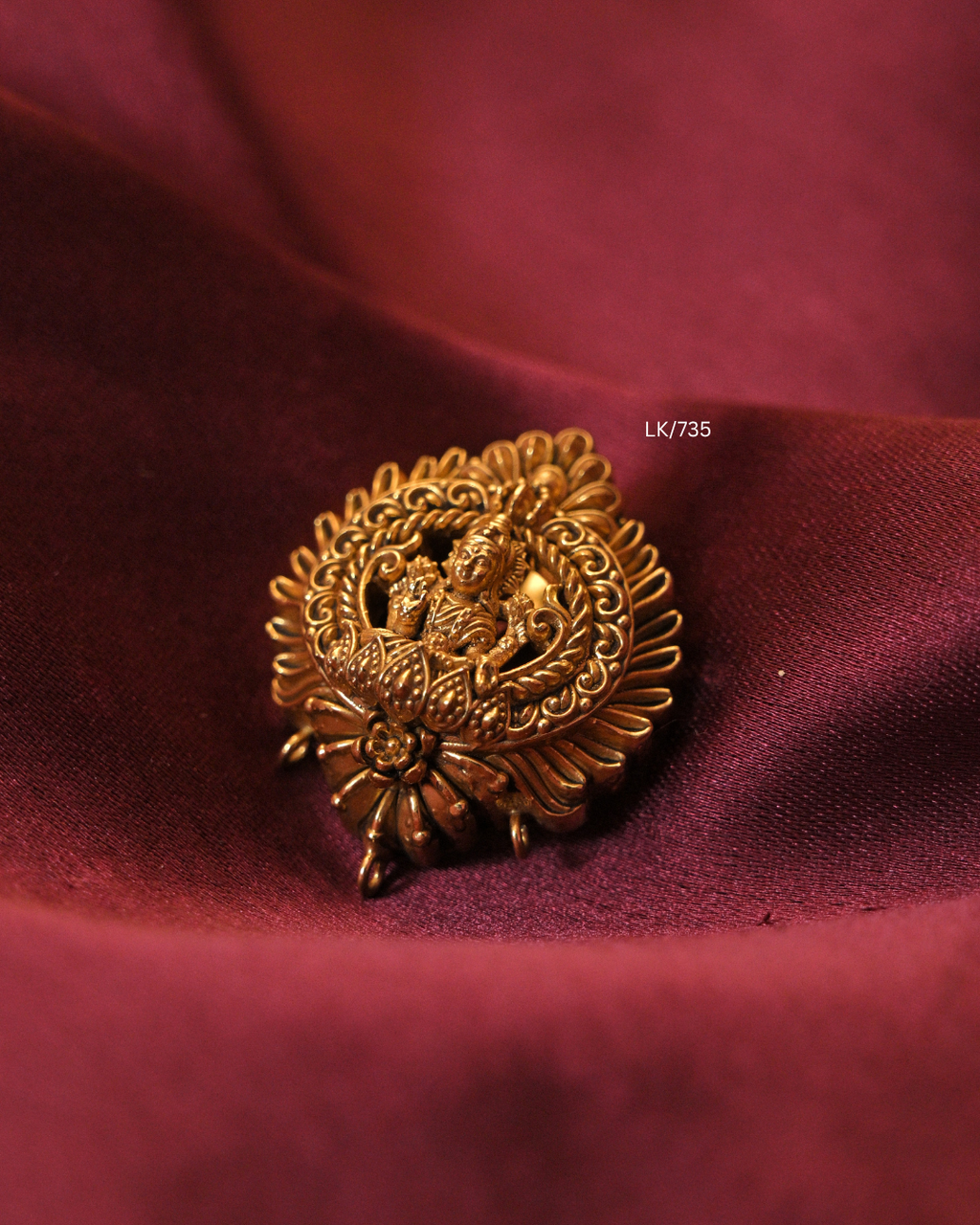 Gold Goddess Lakshmi Sunburst Halo Nakshi Temple Pendant |SKU: LK/735