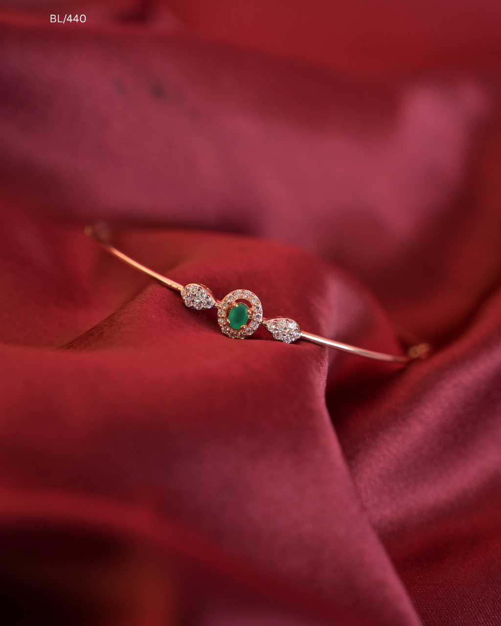 Oval Green Emerald & CZ Halo Centerpiece Bracelet | SKU: BL/440