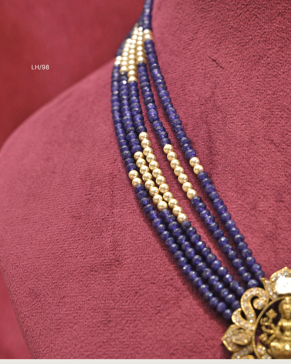 Antique Goddess Lakshmi Polki Pendant Multi-Strand Haram | SKU: LH/98