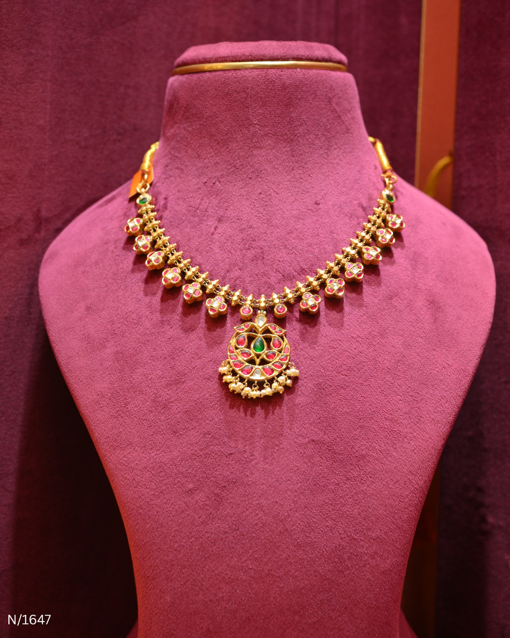Polki, Ruby & Emerald Lightweight Necklace | SKU: N/1647