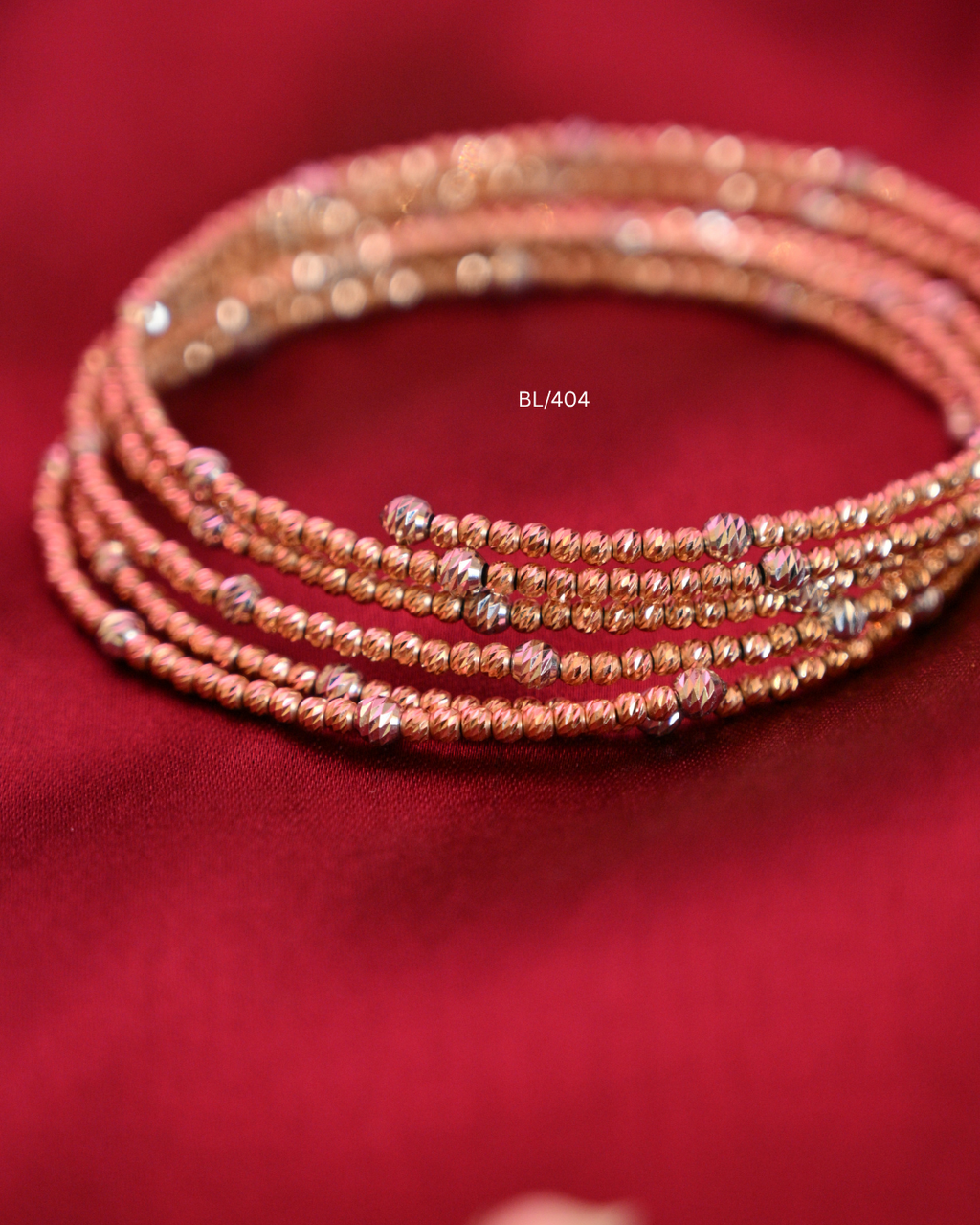 Tri-Color Diamond-Cut Bead Multi-Row Flexible Spiral Wrap Bracelet | SKU: BL/404