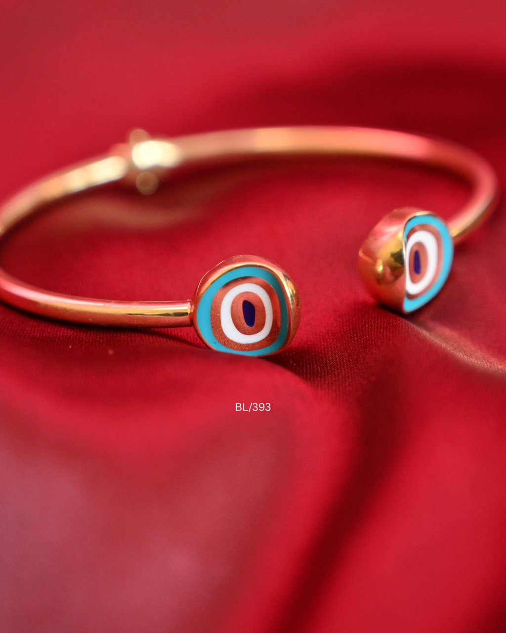Modern Evil Eye Enamel Open Cuff Bangle| SKU: BL/393