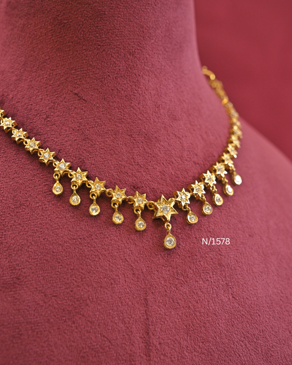 22kt Gold Celestial Star CZ Delicate Necklace | 11.11g Net | SKU: N/1578