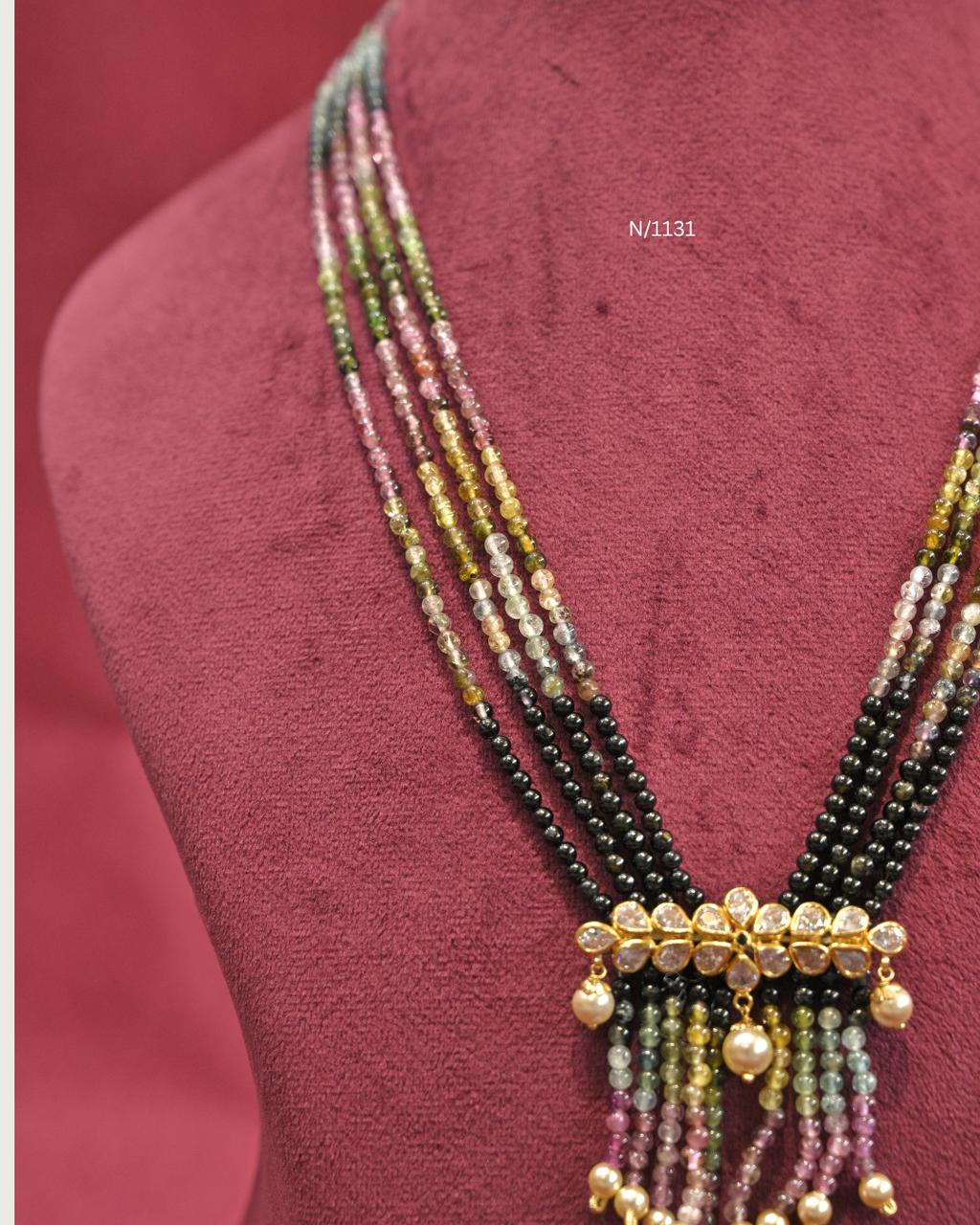 Multi-Color Tourmaline Bead Layered Necklace| N/1131