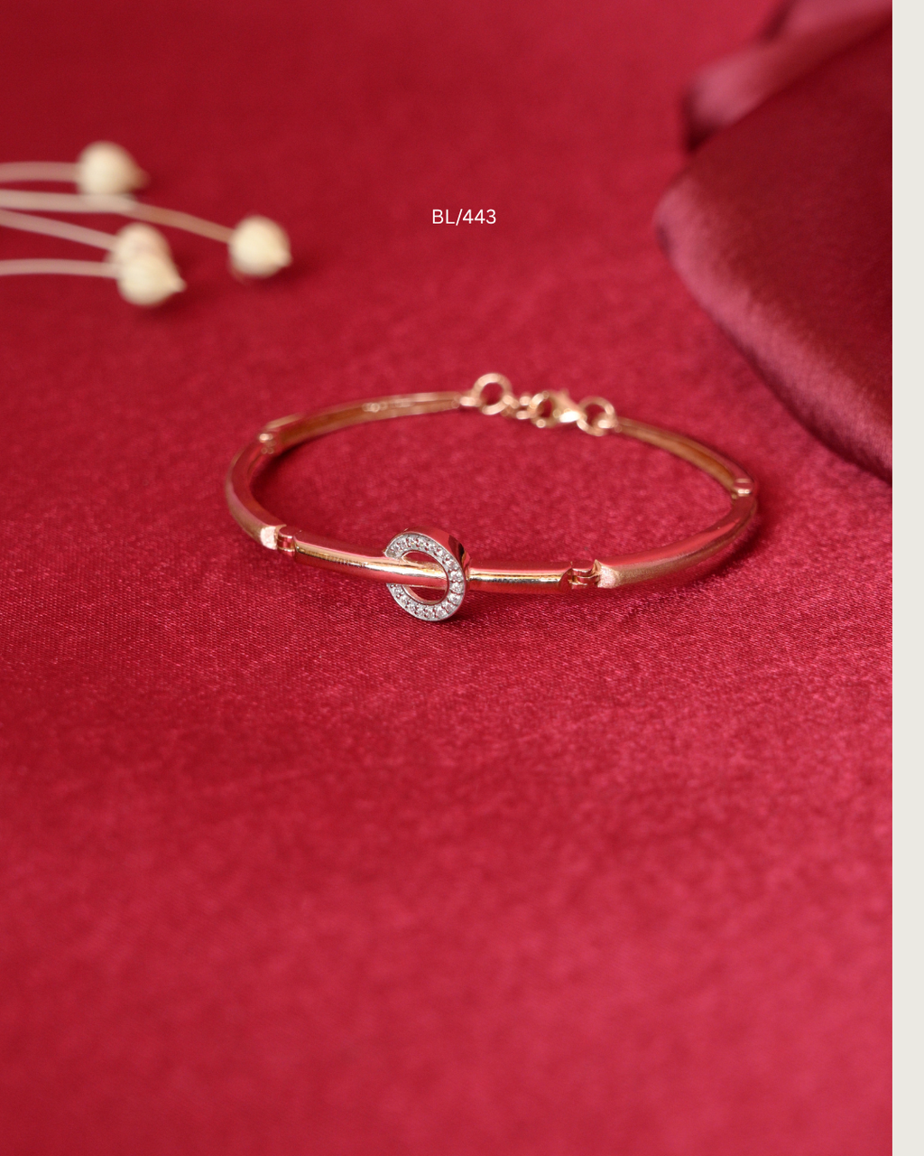 Gold Segmented Bar Station Bracelet with Pave CZ Open Circle Centerpiece | SKU: BL/443