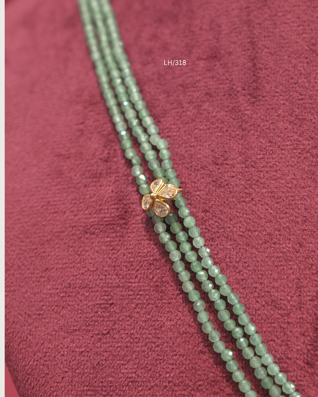 Asymmetric Pearl & Three-Strand Emerald Bead Y-Haram | SKU: LH/318