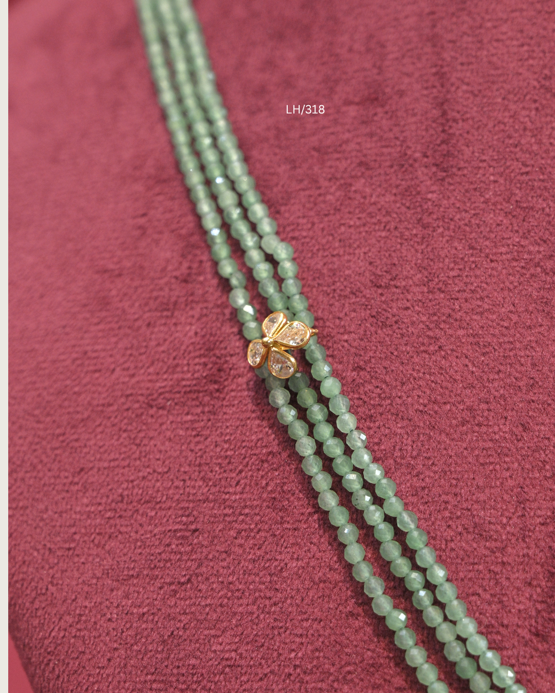 Asymmetric Pearl & Three-Strand Emerald Bead Y-Haram | SKU: LH/318