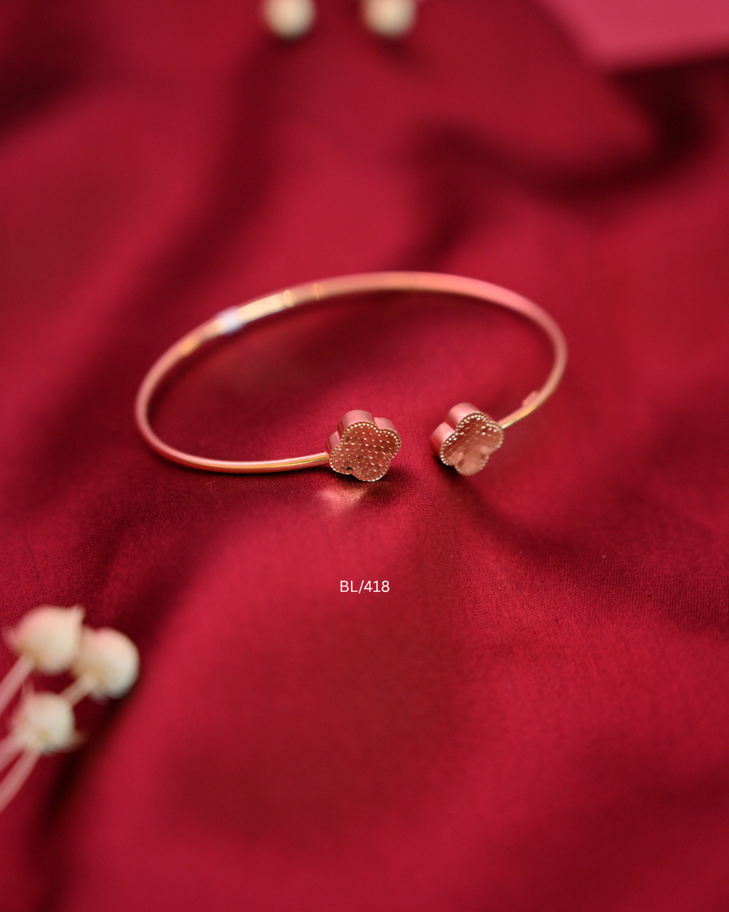 Four-Leaf Clover Open Cuff Bangle | SKU: BL/418