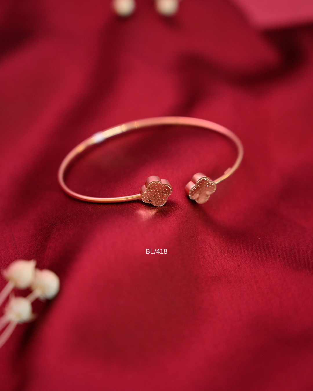Four-Leaf Clover Open Cuff Bangle | SKU: BL/418