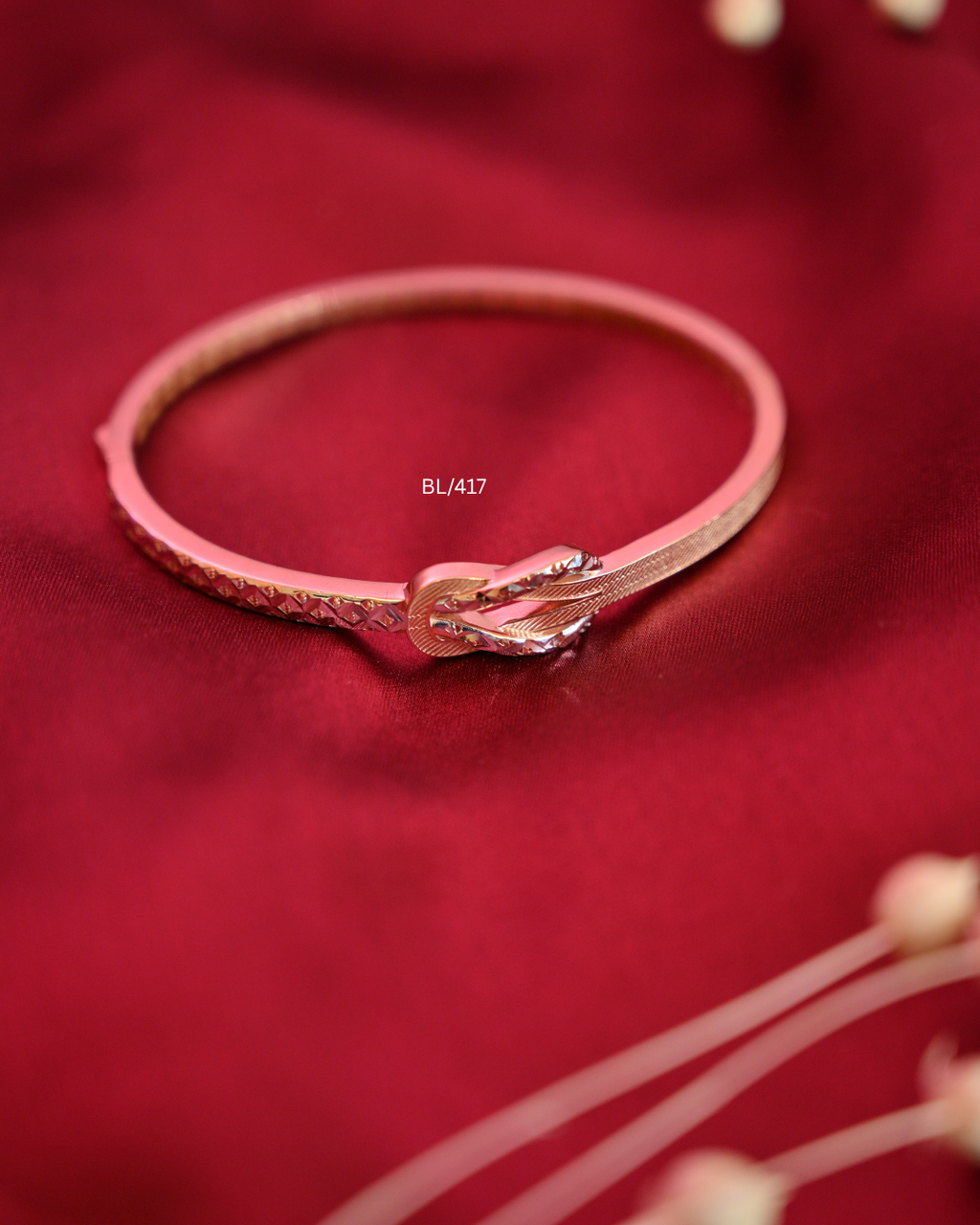 Belt Buckle Knot Textured Oval Bangle | SKU: BL/417