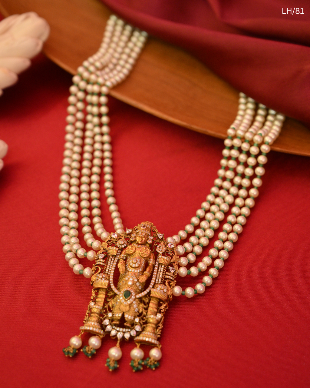 Lord Vishnumurthi Pearl Multi-Strand Long Haram | SKU: LH/81