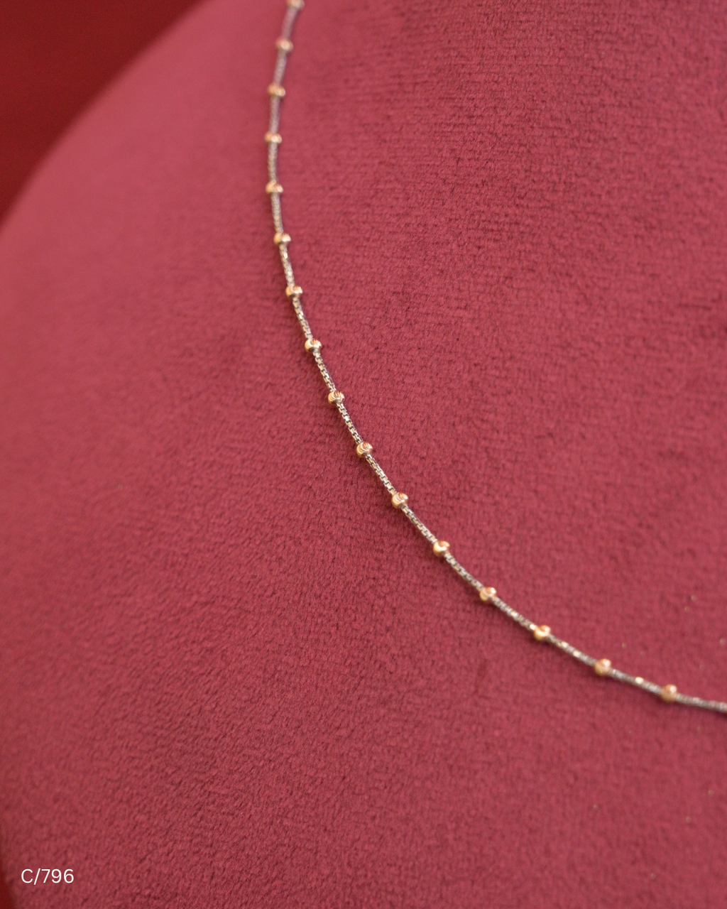 Textured Station Chain Necklace with Polished Gold Beads | SKU: C/796