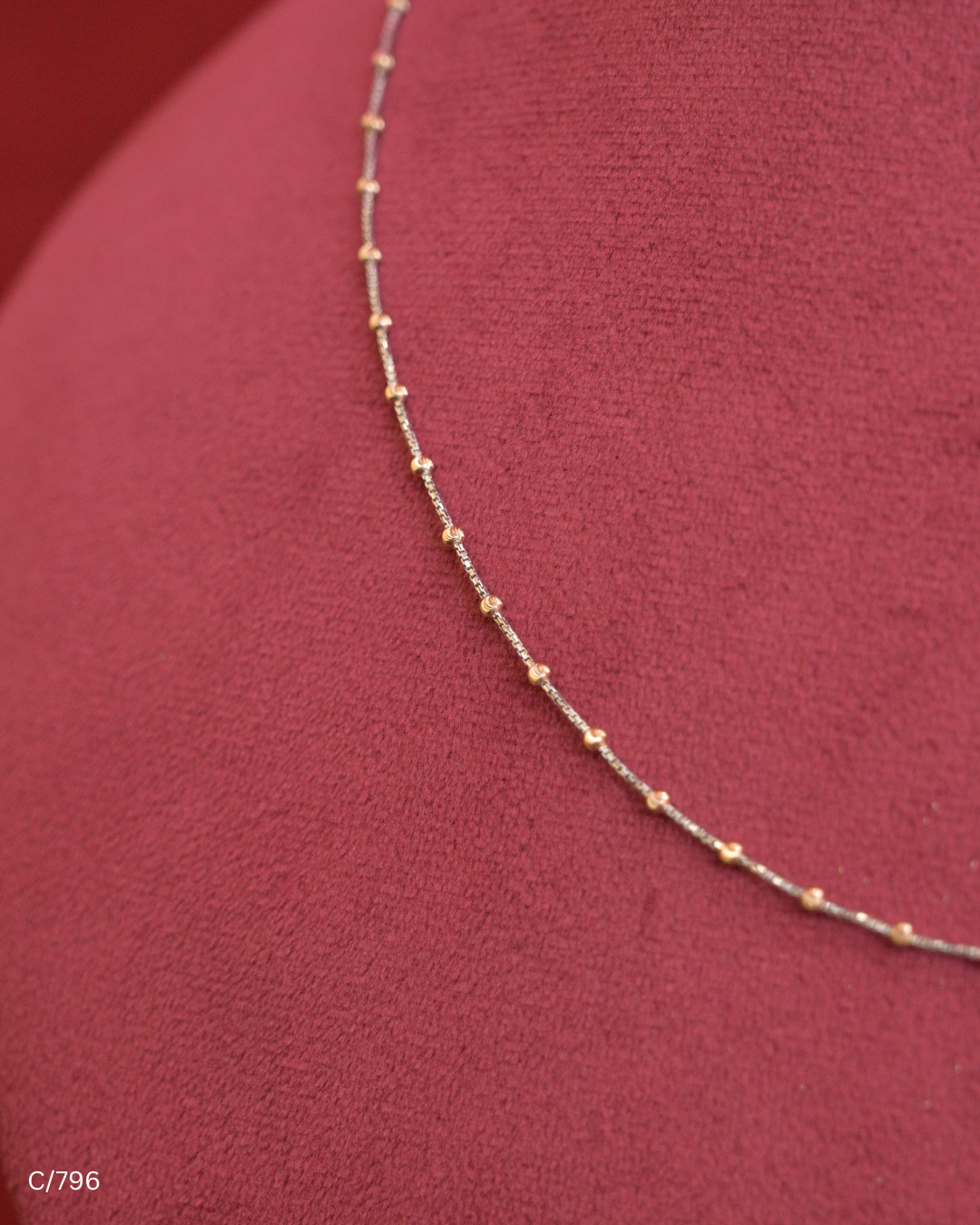 Textured Station Chain Necklace with Polished Gold Beads | SKU: C/796