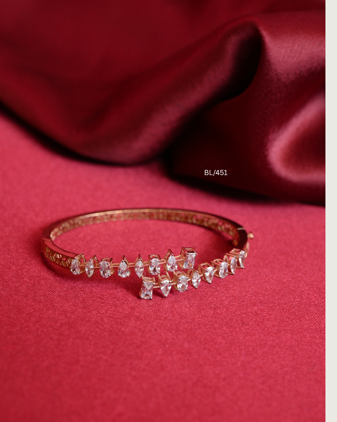 Asymmetric Graduating Fancy-Cut CZ Bypass Bangle | SKU: BL/451