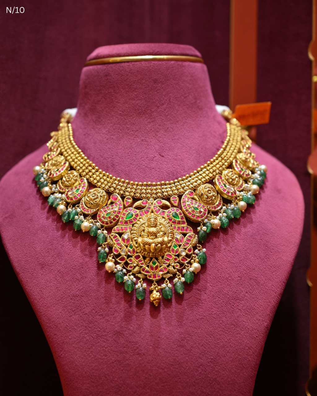 Temple Lakshmi Nakshi, Ruby & Emerald Bridal Necklace | SKU: N/10