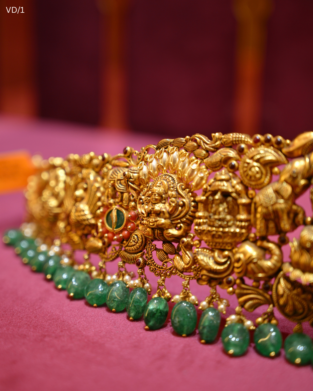 Temple Lakshmi & Green Bead Bridal Vaddanam | SKU: VD/1