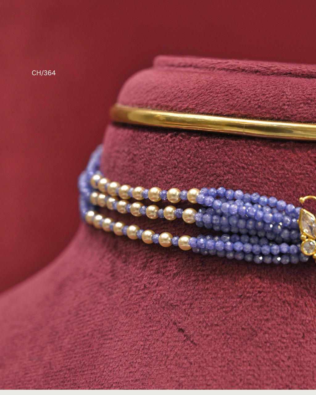 Butterfly Motif Multi-Strand Lavender Blue Bead Choker | SKU: CH/364