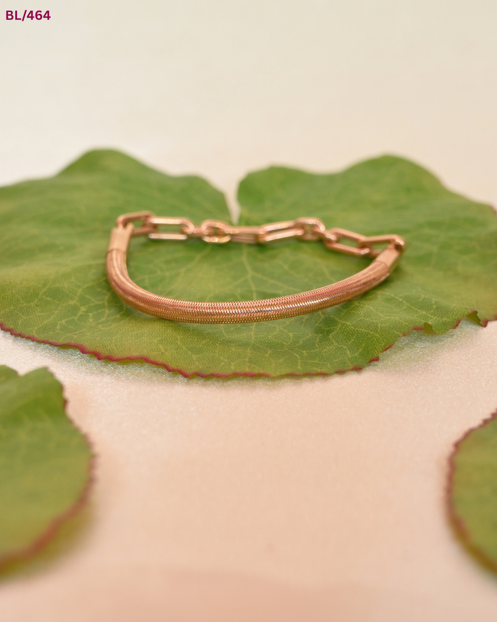 Gold Hybrid Mesh & Bold Link Bracelet | SKU: BL/464
