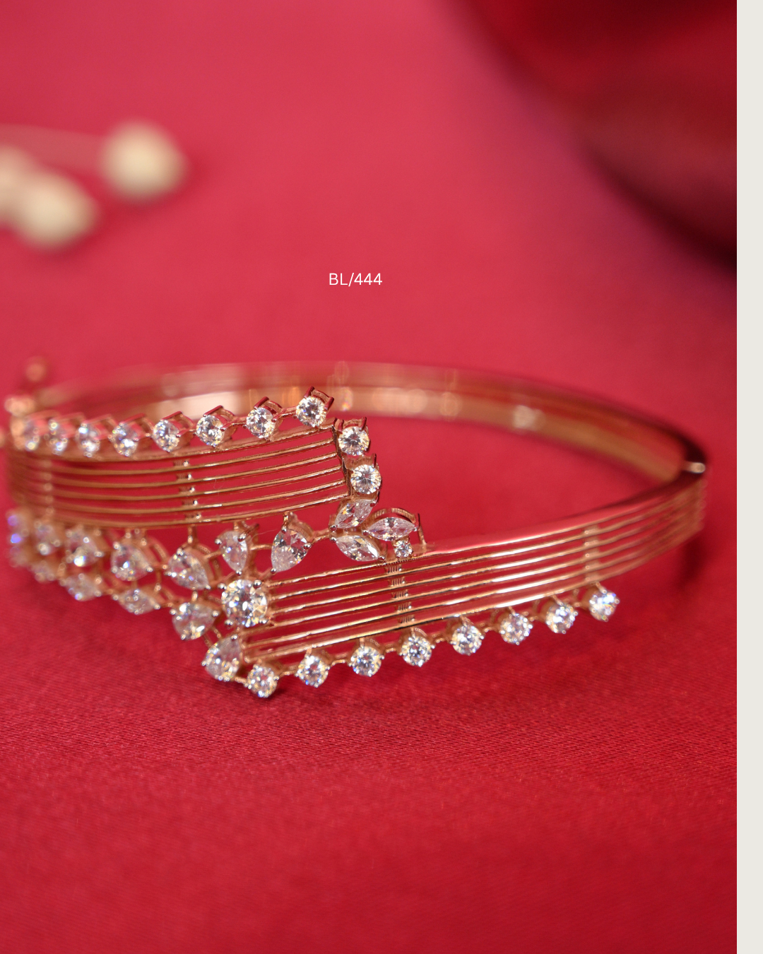 Multi-Strand Wave Statement Bangle with Pear & Marquise CZ Cluster | SKU: BL/444