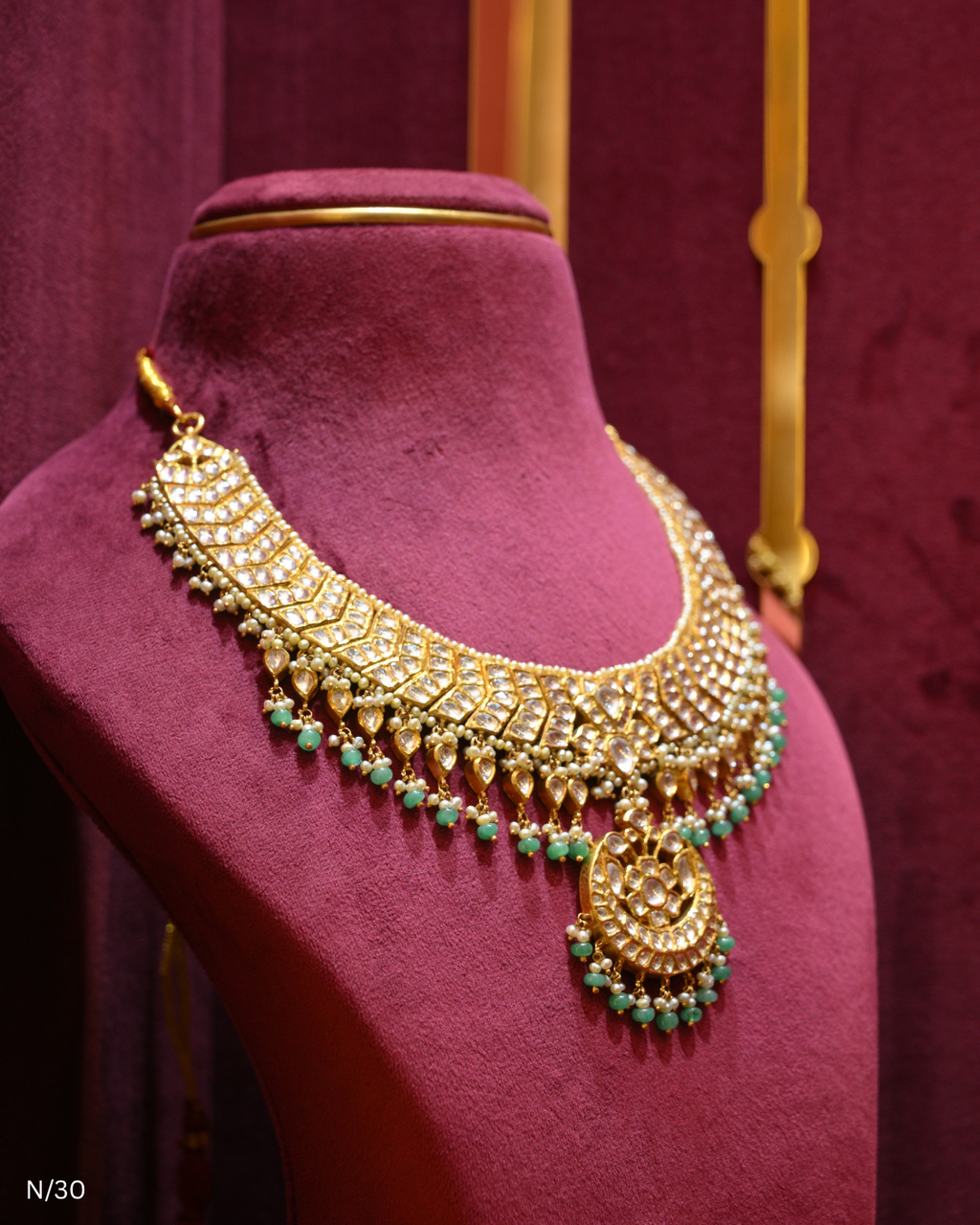 Polki, Ruby, Emerald & Pearl Bridal Collar Necklace | SKU: N/30