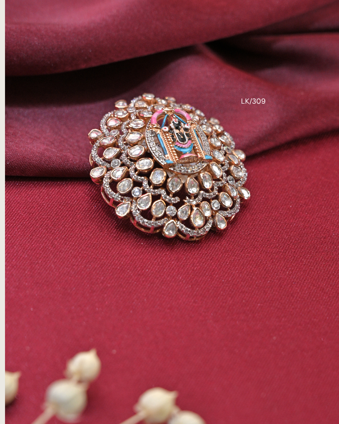 Meenakari Shrinathji Deity & CZ Sunburst Mandala Pendant | SKU: LK/309
