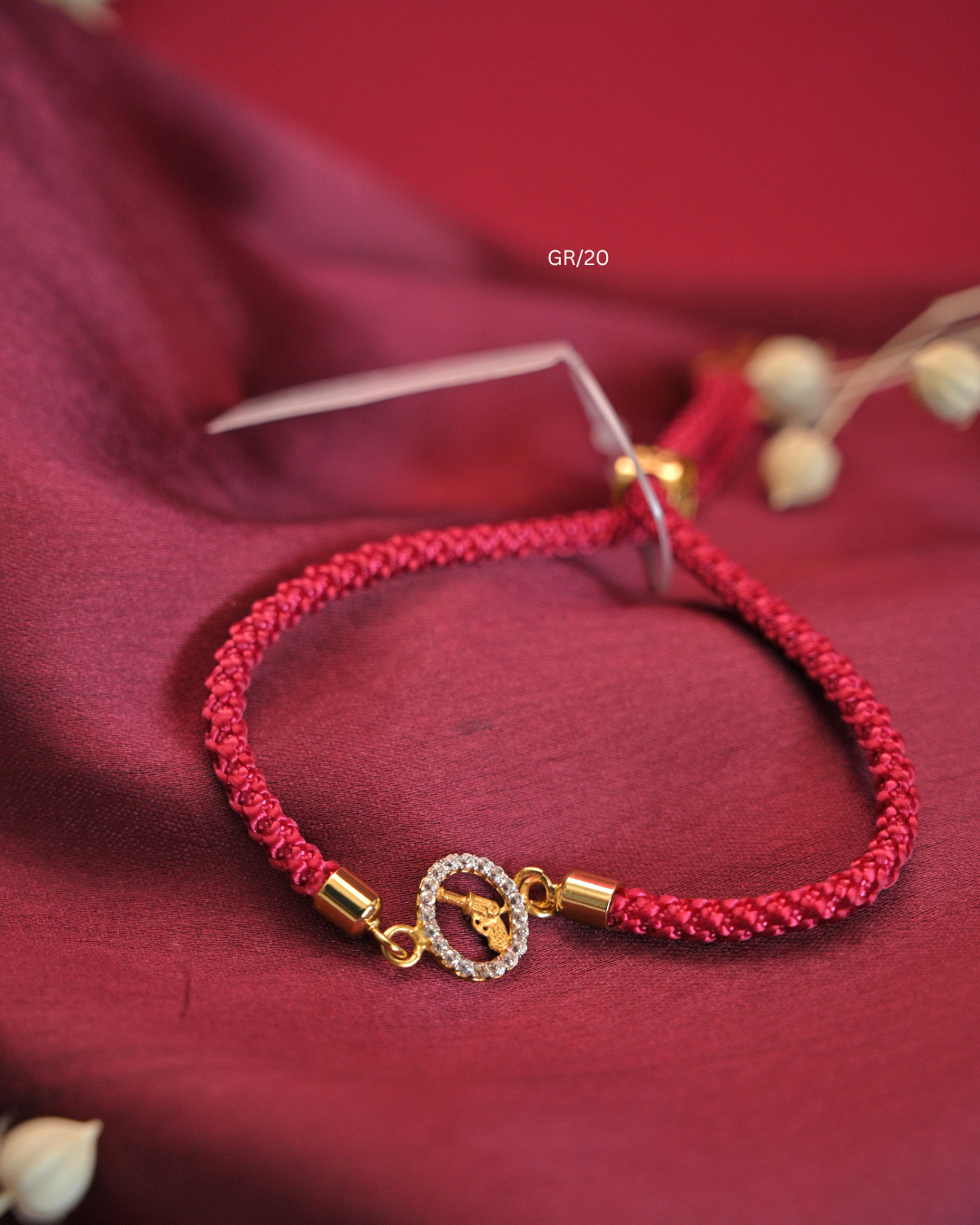 Revolver Gun Motif & CZ Halo Rakhi with Red Thread| SKU:GR/20