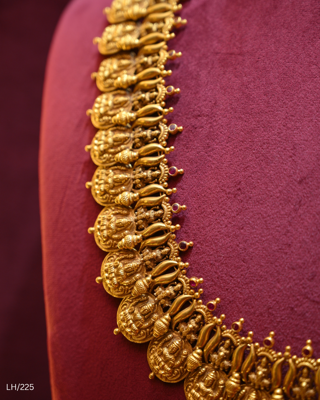 Antique Gold Temple Kasu Bridal Long Haram | SKU: LH/225