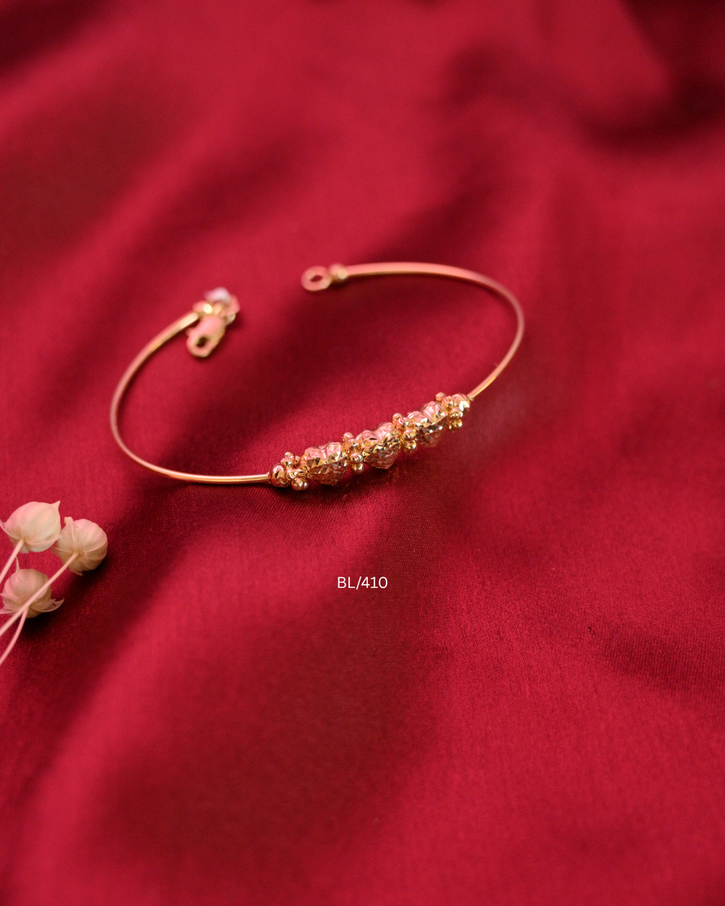 Diamond-Cut Heart Station Open Cuff Bangle | SKU: BL/410