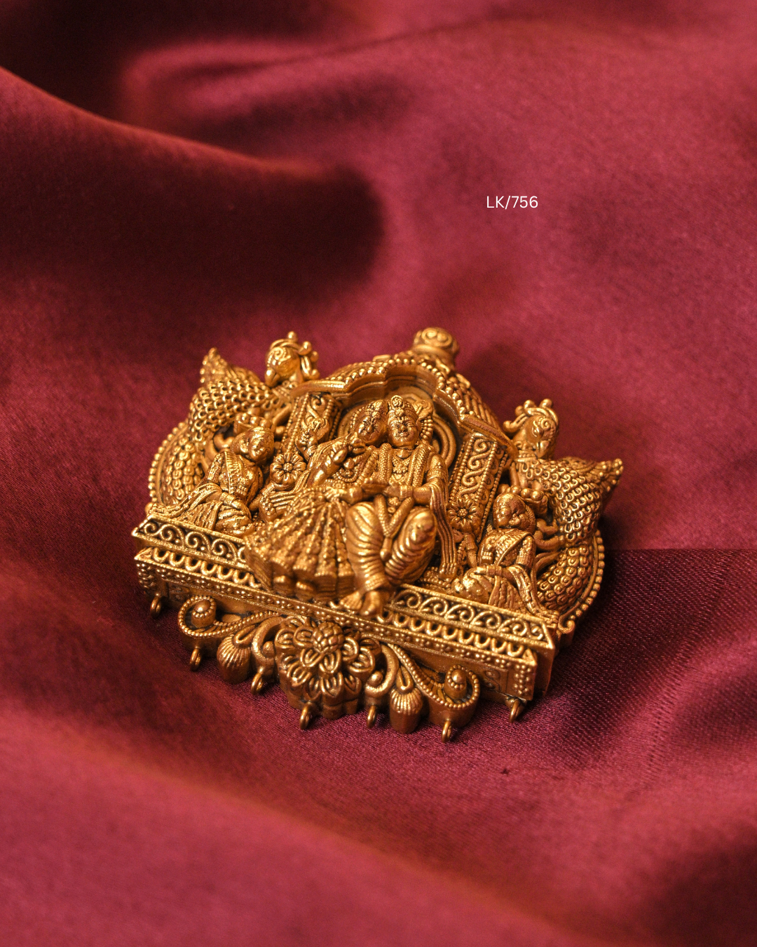 Antique Gold Divine Ram Parivar Nakshi Temple Pendant | SKU: LK/756