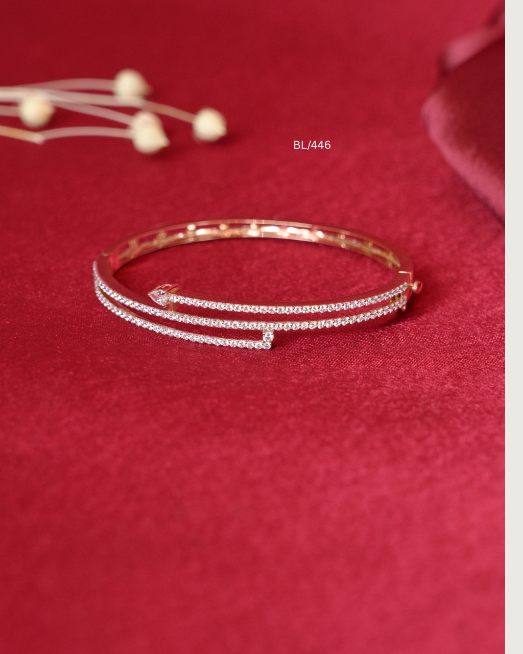 Triple-Tier Pave CZ Bypass Crossover Bangle with Pear CZ Accent | SKU: BL/446